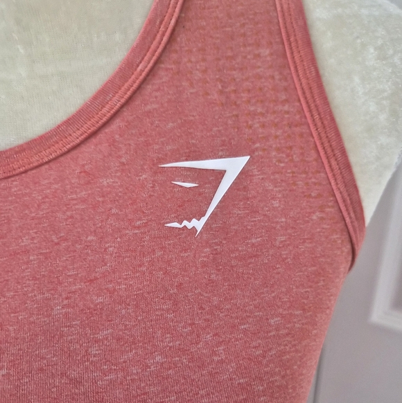 Gymshark Seamless Racerback Tank Top Womens Medium Coral Workout Gym Yoga - Picture 3 of 8